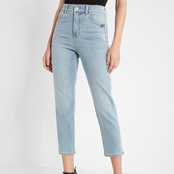 Express Denim - Express Super High Rise Slim Light Wash Jeans Size 10 Short